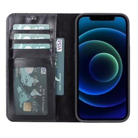 Teleplus iPhone 11 Hakiki Deri 2-1 Kartlıklı Cüzdan Siyah Kılıf