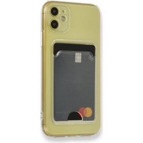 Teleplus iPhone 11 Kamera Korumalı Kartlıklı Silikon Şeffaf Kılıf