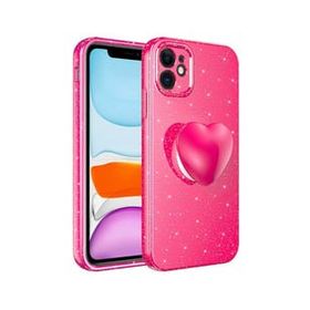 Teleplus iPhone 11 Kamera Korumalı Simli Glitter Soketli Koton Kapak Siyah Kılıf