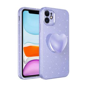 Teleplus iPhone 11 Kamera Korumalı Simli Glitter Soketli Koton Kapak Siyah Kılıf