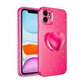 Teleplus iPhone 11 Kamera Korumalı Simli Glitter Soketli Koton Kapak Siyah Kılıf