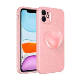 Teleplus iPhone 11 Kamera Korumalı Simli Glitter Soketli Koton Kapak Siyah Kılıf