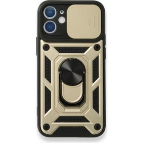 Teleplus iPhone 11 Kamera Korumalı Yüzüklü Tank Pars Silikon Gold Kılıf