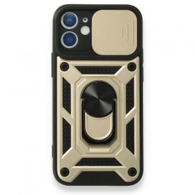 Teleplus iPhone 11 Kamera Korumalı Yüzüklü Tank Pars Silikon Gold Kılıf