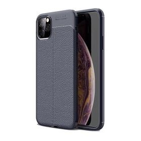 Teleplus iPhone 11 Pro Deri Dokulu Silikon Nano Ekran Koruyucu Lacivert Kılıf