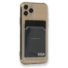 Teleplus iPhone 11 Pro Kamera Korumalı Kartlıklı Silikon Şeffaf Kılıf