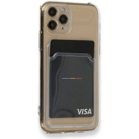Teleplus iPhone 11 Pro Kamera Korumalı Kartlıklı Silikon Şeffaf Kılıf