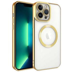 Teleplus iPhone 11 Pro Max Kamera Korumalı Manyetik Wiriless Destekli Lazer Setro Silikon Gold Cep Telefonu Kılıfı