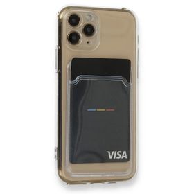 Teleplus iPhone 11 Pro Max Kılıf Kamera Korumalı Kartlıklı Silikon Şeffaf Kılıf