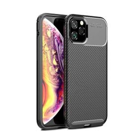 Teleplus iPhone 11 Pro Max Negro Karbon Silikon Siyah Tam Kapatan Cam Kılıf