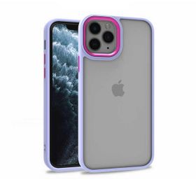 Teleplus iPhone 11 Pro Max Renkli Bumper Hybrid Flora Silikon Mor Cep Telefonu Kılıfı