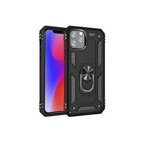 Teleplus iPhone 11 Pro Max Vega Yüzüklü Standlı Kapak Siyah Kılıf + Nano Ekran Koruyucu