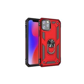 Teleplus Iphone 11 Pro Vega Yüzüklü Standlı Kapak Nano Ekran Koruyucu Kırmızı Kılıf