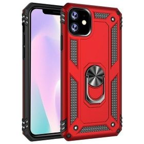 Teleplus Iphone 11 Vega Yüzüklü Standlı Kapak Kırmızı Nano Ekran Koruyucu Cep Telefonu Kılıfı