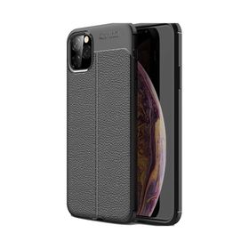 Teleplus iPhone 12 Deri Dokulu Silikon Nano Ekran Koruyucu Lacivert Kılıf