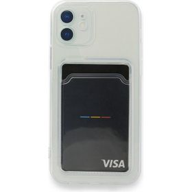 Teleplus iPhone 12 Kamera Korumalı Kartlıklı Silikon Şeffaf Kılıf