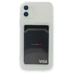 Teleplus iPhone 12 Kamera Korumalı Kartlıklı Silikon Şeffaf Kılıf