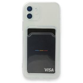 Teleplus iPhone 12 Kamera Korumalı Kartlıklı Silikon Şeffaf Kılıf