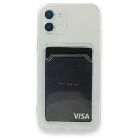 Teleplus iPhone 12 Kamera Korumalı Kartlıklı Silikon Şeffaf Kılıf