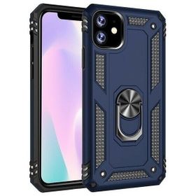 Teleplus iPhone 12 Mini Vega Yüzüklü Standlı Kapak Lacivert Kılıf + Nano Ekran Koruyucu