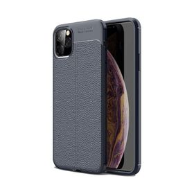 Teleplus iPhone 12 Pro Deri Dokulu Silikon Lacivert Kılıf