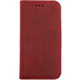 Teleplus iPhone 12 Pro Eskitme Deri Kartlıklı cüzdan Kırmızı Kılıf
