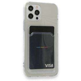 Teleplus iPhone 12 Pro Kamera Korumalı Kartlıklı Silikon Şeffaf Kılıf