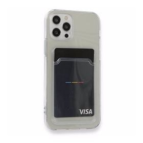 Teleplus iPhone 12 Pro Kamera Korumalı Kartlıklı Silikon Şeffaf Kılıf