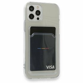 Teleplus iPhone 12 Pro Kamera Korumalı Kartlıklı Silikon Şeffaf Kılıf