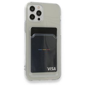 Teleplus iPhone 12 Pro Kamera Korumalı Kartlıklı Silikon Şeffaf Kılıf