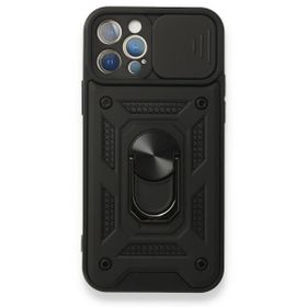 Teleplus iPhone 12 Pro Kamera Korumalı Yüzüklü Tank Pars Silikon Kırmızı Kılıf