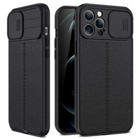 Teleplus iPhone 12 Pro Lensi Kamera Korumalı Deri Dokulu Silikon Lacivert Kılıf