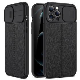 Teleplus iPhone 12 Pro Lensi Kamera Korumalı Deri Dokulu Silikon Lacivert Kılıf