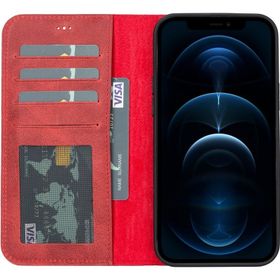 Teleplus iPhone 12 Pro Max Hakiki Deri 2-1 Kartlıklı Cüzdan Kahverengi Kılıf