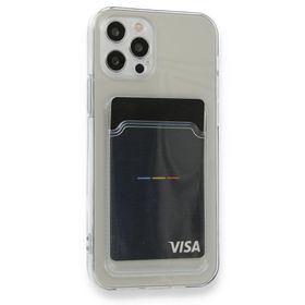 Teleplus iPhone 12 Pro Max Kamera Korumalı Kartlıklı Silikon Şeffaf Kılıf
