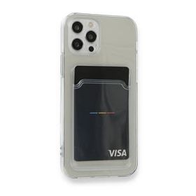 Teleplus iPhone 12 Pro Max Kamera Korumalı Kartlıklı Silikon Şeffaf Kılıf
