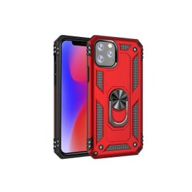 Teleplus iPhone 12 Pro Max Kılıf Vega Yüzüklü Standlı Kapak Kırmızı Nano Ekran Koruyucu