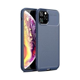 Teleplus iPhone 12 Pro Max Negro Karbon Silikon Lacivert Kılıf