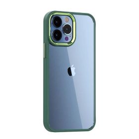 Teleplus iPhone 12 Pro Renkli Bumper Hybrid Krom Silikon Yeşil Kılıf