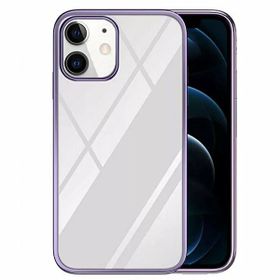 Teleplus iPhone 12 Tarex Pixel Plating Lazer Sert Rubber Silikon Mor Kılıf + Nano Ekran Koruyucu