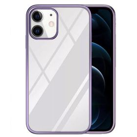 Teleplus iPhone 12 Tarex Pixel Plating Lazer Sert Rubber Silikon Mor Kılıf + Nano Ekran Koruyucu