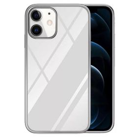 Teleplus iPhone 12 Tarex Pixel Plating Lazer Sert Rubber Silikon Mor Kılıf + Nano Ekran Koruyucu