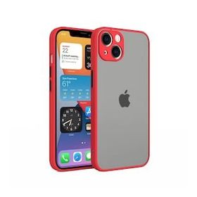Teleplus iPhone 13 Kamera Korumalı Hux Mat Sert Silikon Kırmızı Kılıf