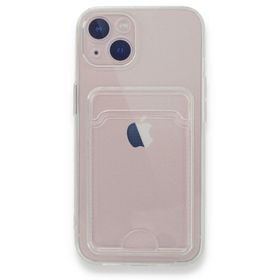 Teleplus iPhone 13 Kamera Korumalı Kartlıklı Silikon Şeffaf Kılıf