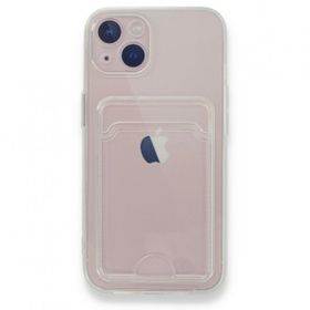 Teleplus iPhone 13 Kamera Korumalı Kartlıklı Silikon Şeffaf Kılıf