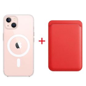 Teleplus iPhone 13 Manyetik Kristal Wiriless Destekli Sert Kapak Silikon Manyetik Kartlıklı Kılıf Yeşil Cep Telefonu Kılıfı