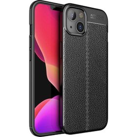 Teleplus iPhone 13 Mini Kılıf Deri Dokulu Silikon Siyah + Nano Ekran Koruyucu