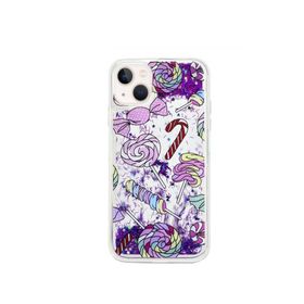 Teleplus iPhone 13 Mini Sulu Desenli Mor Silikon Kılıf