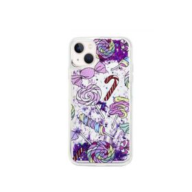 Teleplus iPhone 13 Mini Sulu Desenli Mor Silikon Kılıf