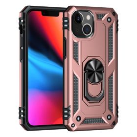 Teleplus iPhone 13 Mini Vega Yüzüklü Çift Katmanlı Tank Silikon Gold Kılıf + Nano Ekran Koruyucu